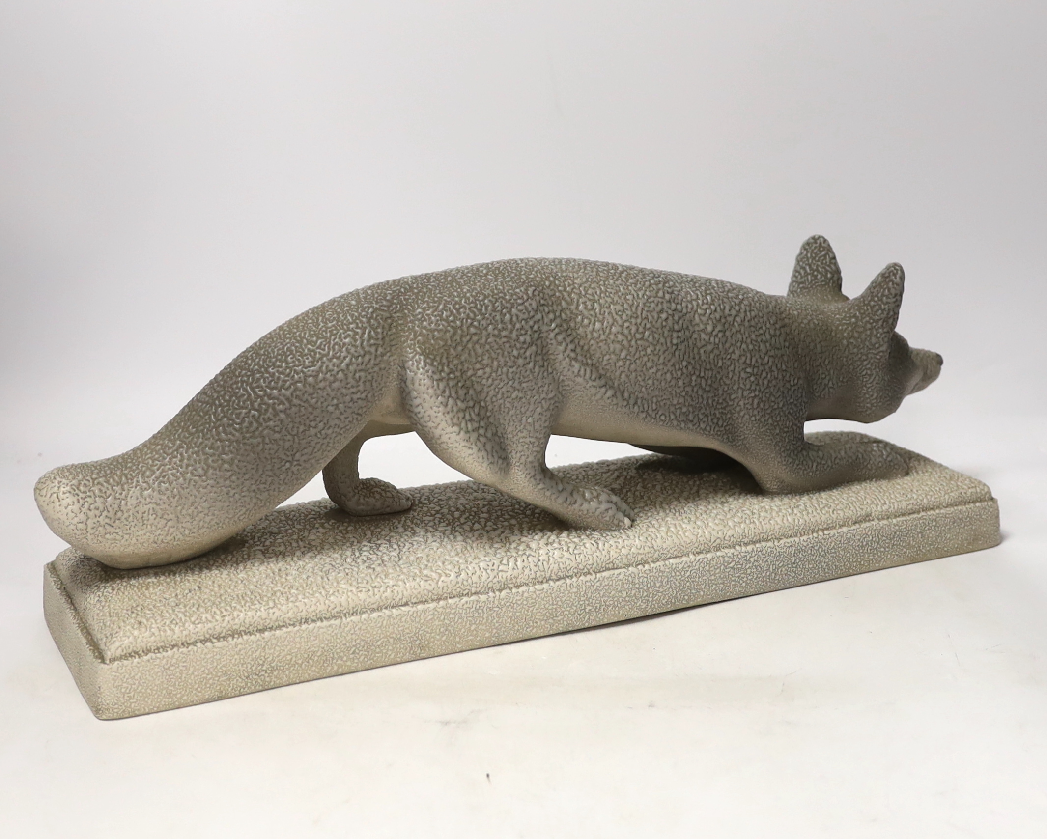 A Sevres Vinsare Art Deco pottery model of a fox, 49cm